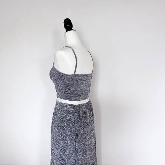 Heather Grey Star Crop Top & Maxi Skirt Set | Stretchy Comfy – One Size fits S - Picture 8 of 10